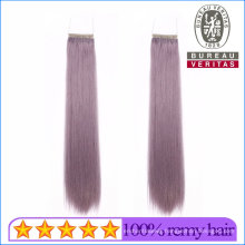 Ash Violet Color Brazilian Top Quality Human Virgin Hair Knot Thread Hair Extensions Remy Hair